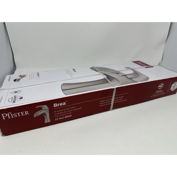 PFISTER BREA SINGLE HANDLE 1 HOLE BATHROOM FAUCET BRUSHED NICKEL W DECKPLATE - Picture 7 of 8